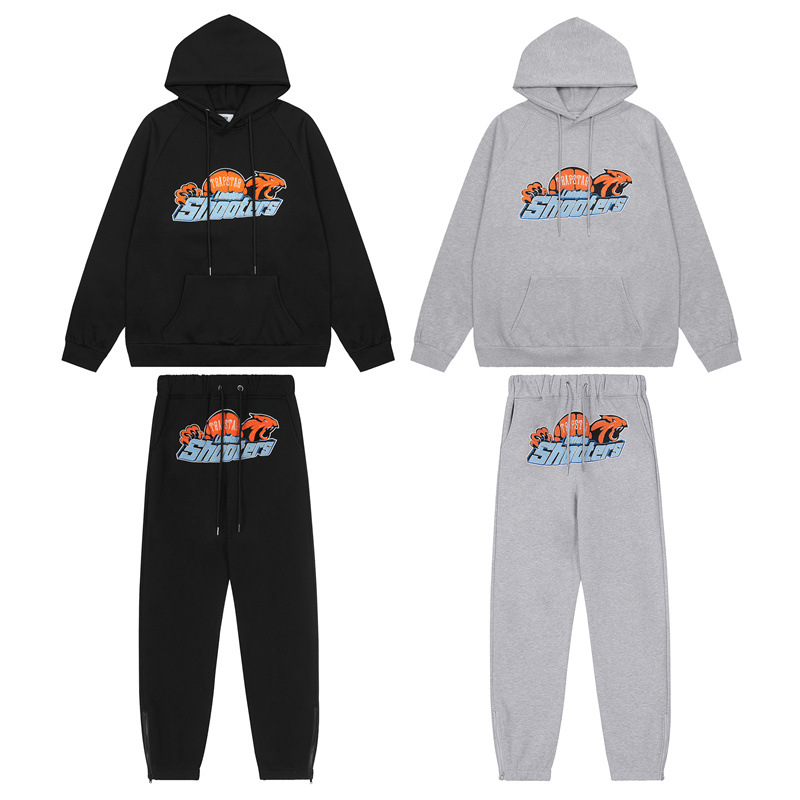 Marca de moda europea y americana Trapstar azul amarillo cabeza de tigre toalla bordado suéter calle alta capucha pantalones traje casual hombre