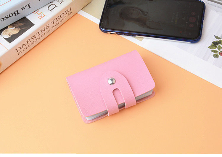 Hidden Buckle Closure Type Unisex Solid Color Pu Leather Hidden Buckle Card Holders