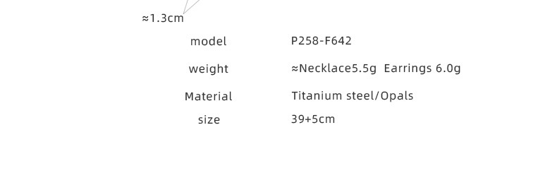 French Style Geometric Titanium Steel opal Earrings Necklace