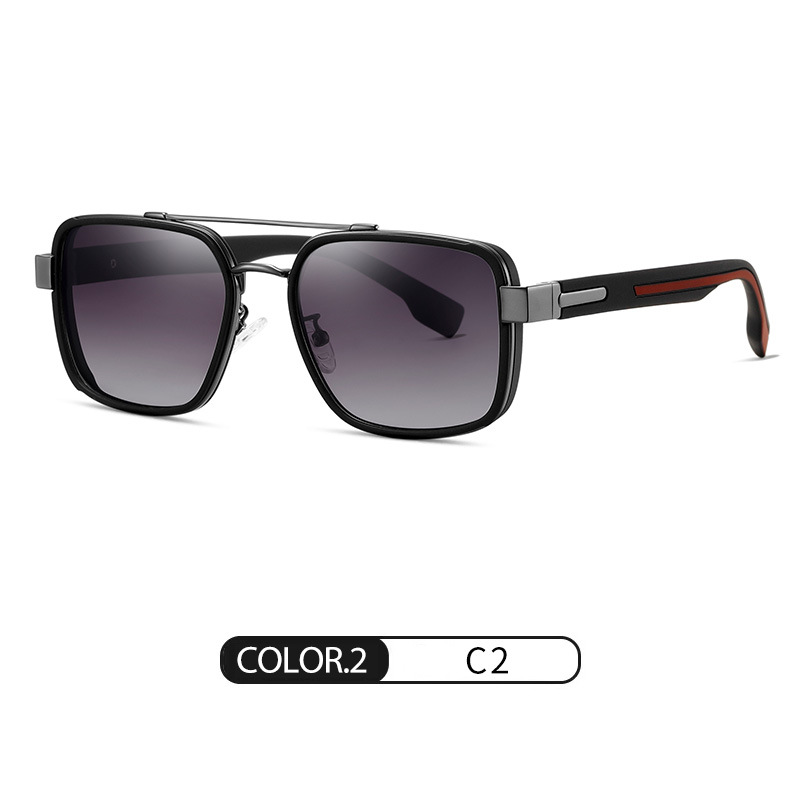 Lente polarizador de doble viga de moda clásica S15106 Gafas de sol para exteriores para hombres Gafas de sol de conducción de tiro callejero