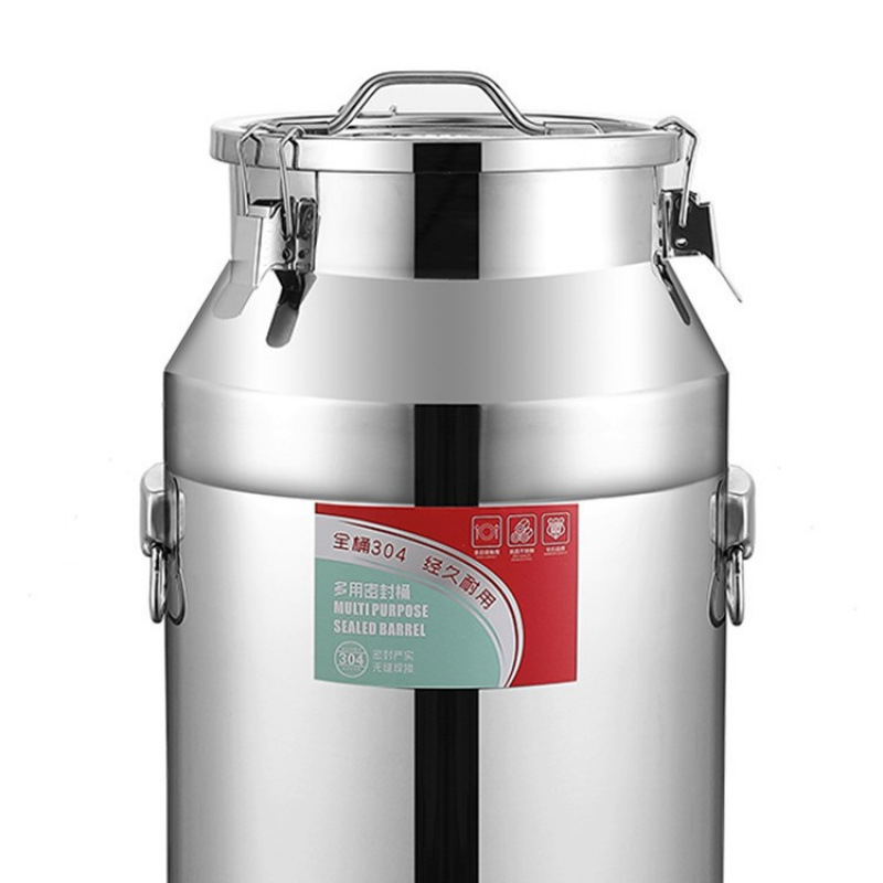 Barril de arroz de acero inoxidable, barril de arroz, barril de harina doméstico, tanque de almacenamiento a prueba de insectos y humedad, barril de aceite de sellado a prueba de humedad, metal