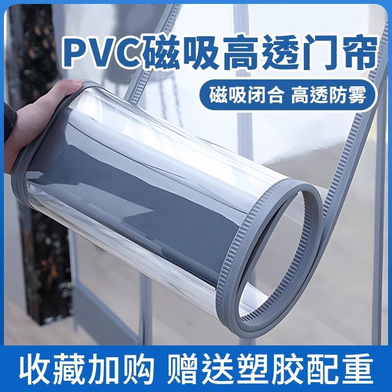 Magnetic Air-Conditioning Door Curtain for Commercial Use in Summer, Windproof Partition Curtain, Transparent Self-Adhesive Wind-Blocking Pvc Soft Curtain