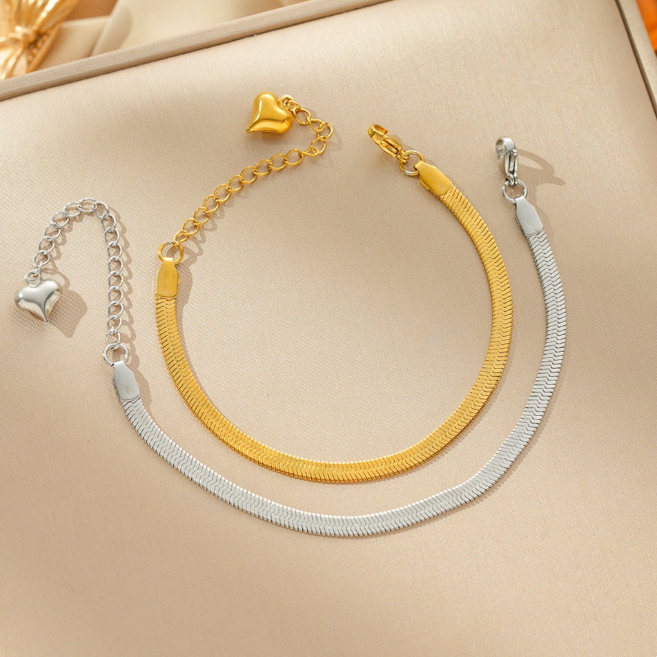 Fashion Trendy Stainless Steel Vacuum Electroplated Blade Chain Bracelet for Women, Simple Classic Versatile Non-Fading Titanium Steel Anklet