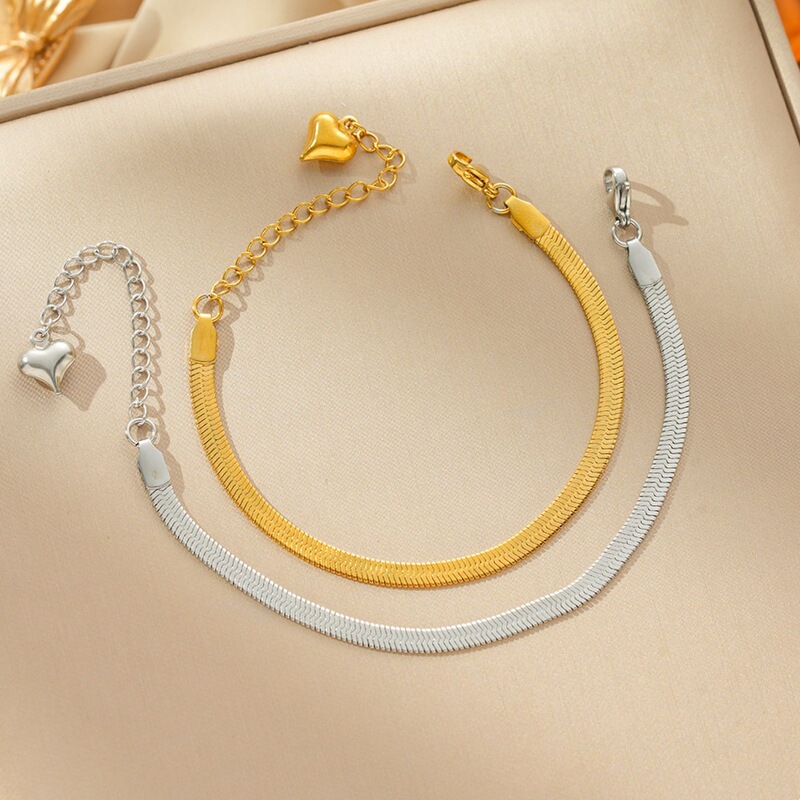 Fashion Trendy Stainless Steel Vacuum Electroplated Blade Chain Bracelet for Women, Simple Classic Versatile Non-Fading Titanium Steel Anklet