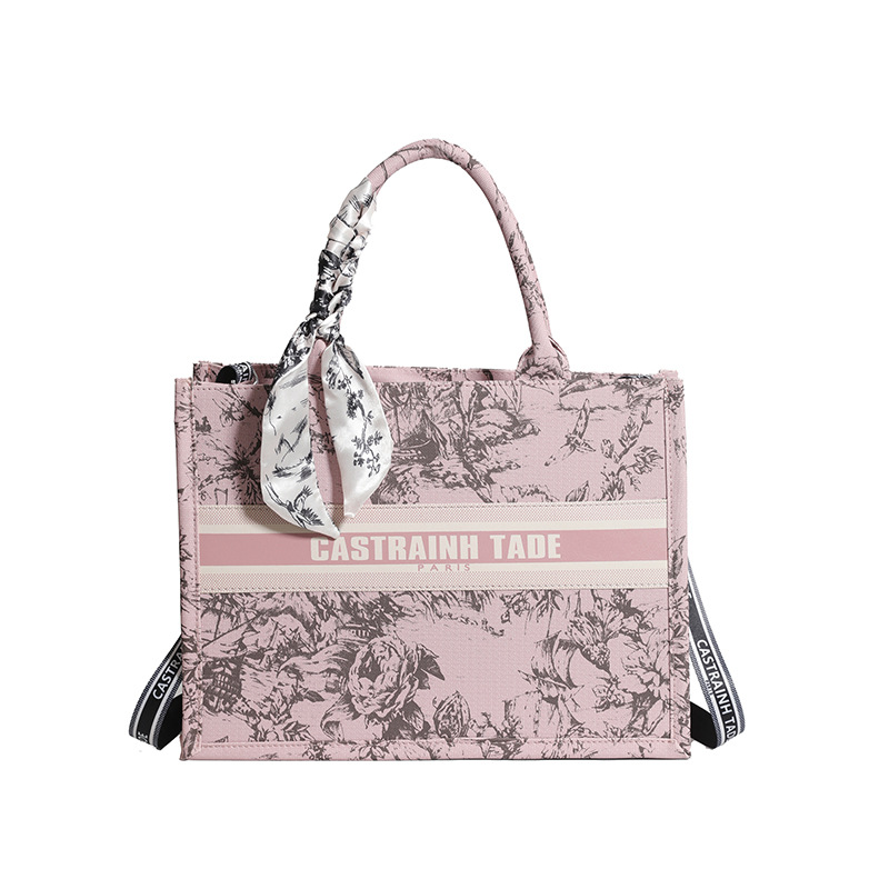 Bolsos de lona transfronterizos bolsos de mujer 2025 nueva moda retro letras impresas bolsos de hombro de gran capacidad