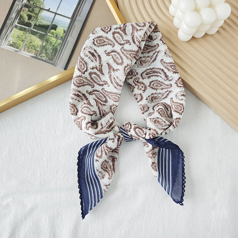 Toalla cuadrada fina de algodón y lino, fresca y transpirable, bufanda de seda pequeña con decoración literaria suave para mujer, bufanda de verano, bufanda pequeña de todo fósforo para mujer