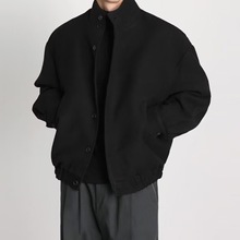 男装新款秋季高级感立领毛呢外套韩版潮流夹克ins痞帅休闲上衣服