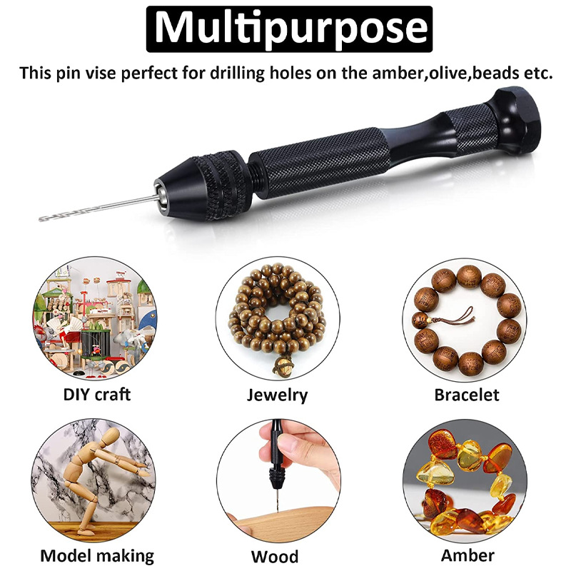 AliExpress TEMU sınır ötesi tedarik siyah mini alüminyum alaşımlı el matkabı 21 adet el büküm matkap seti el yapımı matkap ucu
