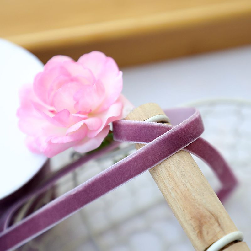 1cm de ancho terciopelo flocado correa de tejido correa de arco correa de ropa hecha a mano sombrero accesorios accesorios materiales DIY