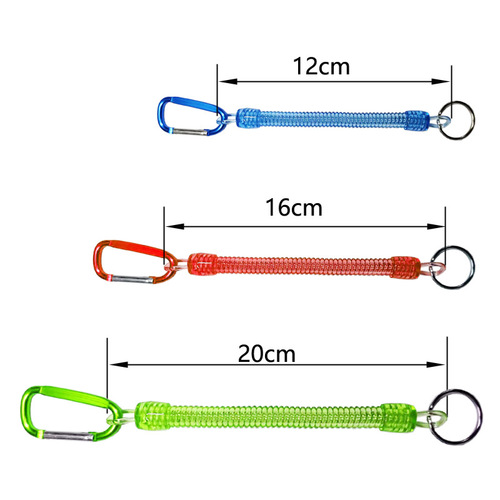 New lures clamp slip line colorful transparent spring slip line with aluminum alloy mountain climbing buckle PU plastic Amazon
