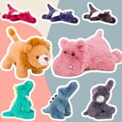 動物玩偶毛絨玩具抱抱寶貝軟萌趴姿公仔河馬鱷魚恐龍抱枕娃娃批發