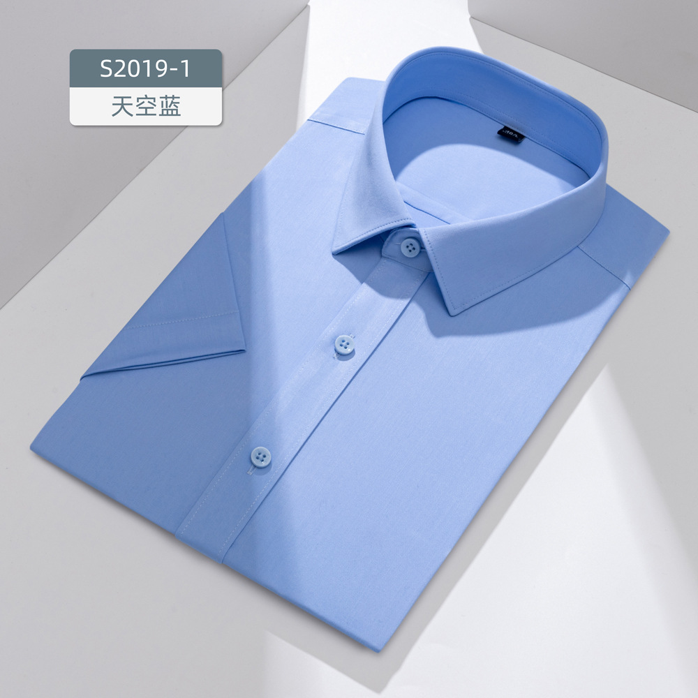 Camisas personalizadas de fibra de bambú acabado antibacteriano de manga larga de manga corta de hombre camisa de ropa profesional