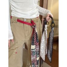 红色丝巾细腰带女款美式复古嘻哈高级感辣妹皮带装饰配牛仔裤腰链