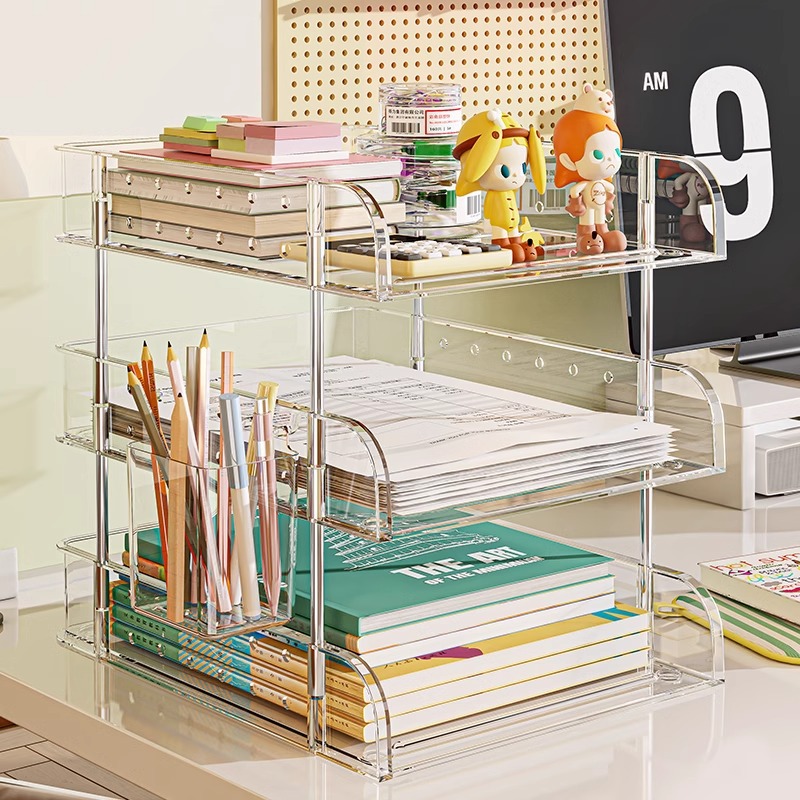 Desk storage shelf File shelf Book a4 paper learning and sorting box…
