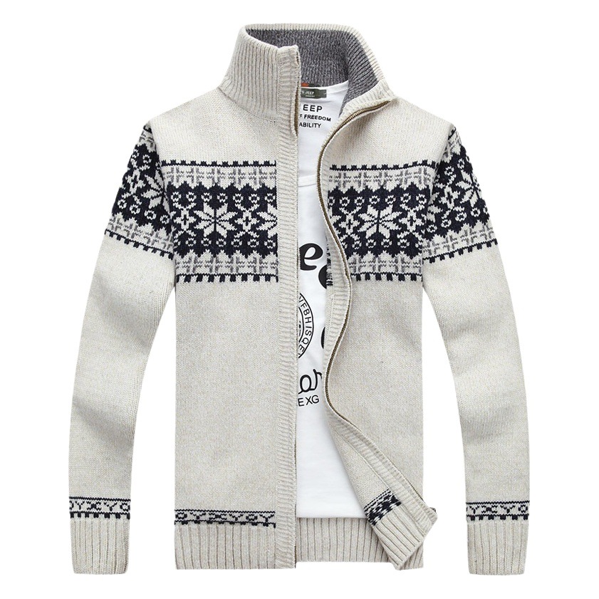 ニットカーディガンメンズ冬の貿易新しいカジュアル若者と中年のジッパーセーターメンズスタンドカラートレンディなメンズジャケットメンズ