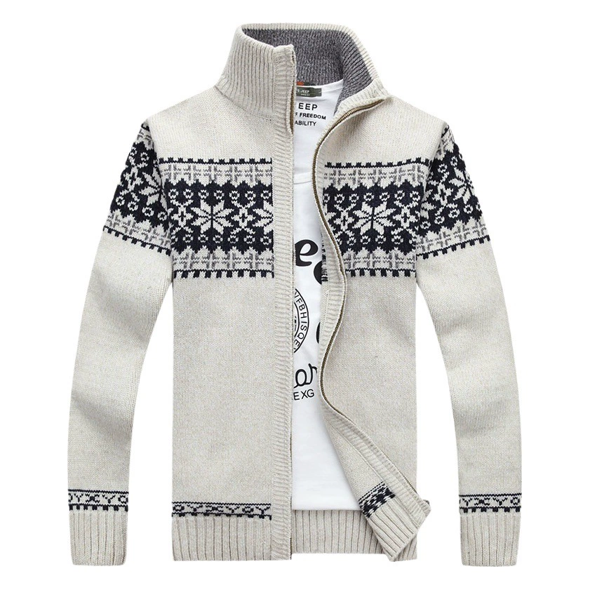 Вязаный кардиган, мужской зимний экспортный новый повседневный свитер на молнии для молодых и средних лет, модная мужская куртка с воротником-стойкой