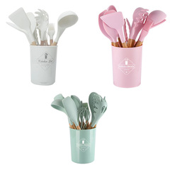 定製跨境亞馬遜12件套裝廚具食品級硅膠耐高溫隔熱鏟子湯勺食物夾