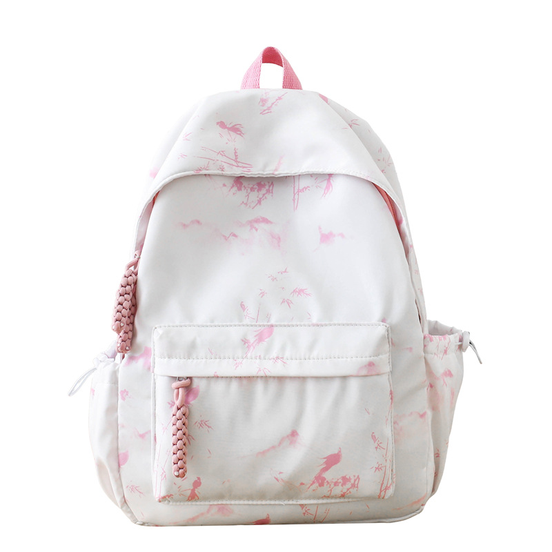 Nueva mochila de niña fresca y dulce, mochila de estudiante simple de gran capacidad, impresión de teñido anudado, mochila literaria de estilo nacional