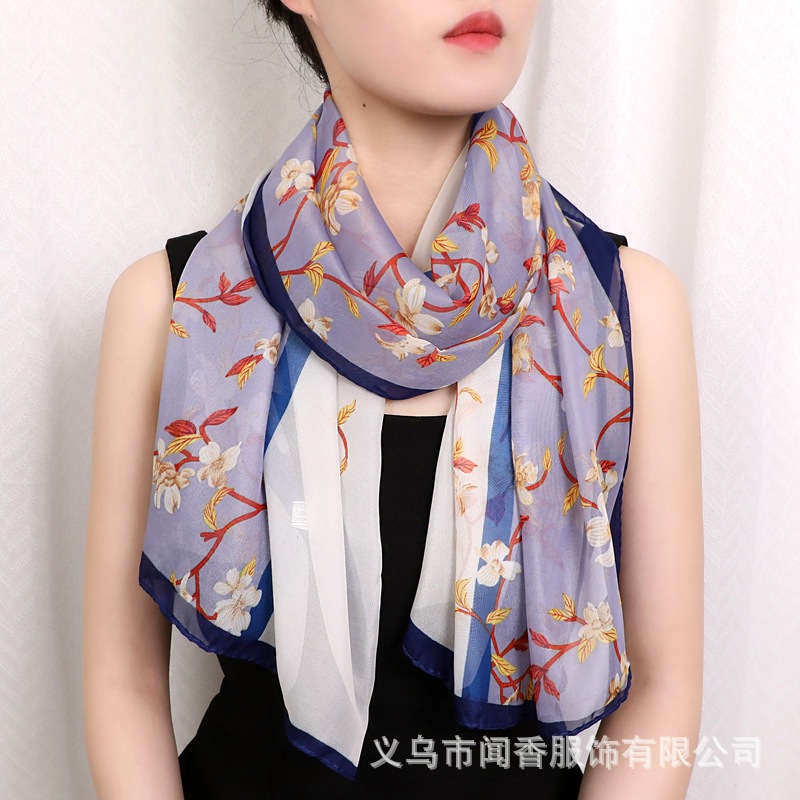 Elegant shiffon keep warm light and thin scarf flower-shaped