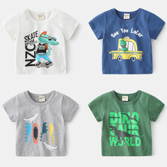 Children's short-sleeved T-shirt 2021 Korean style children's clothing summer baby tops boys cartoon print T-shirt round neck wholesale