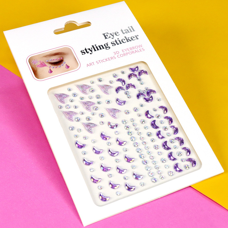 Pegatinas de Pedrería para Maquillaje Facial y Ojos de Resina Autoadhesivo Brillante para Maquillaje Facial y Ojos