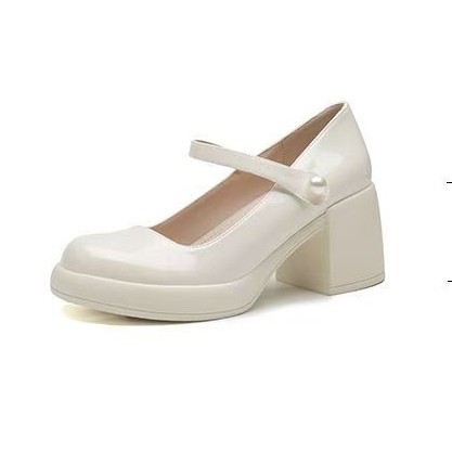 2026 primavera y verano nuevos zapatos de talón grueso con falda de hadas zapatos de cuero de talón alto francés