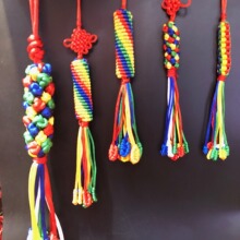 藏式五色线彩线编织中国结五彩金刚结转经筒汽车挂件手工编织