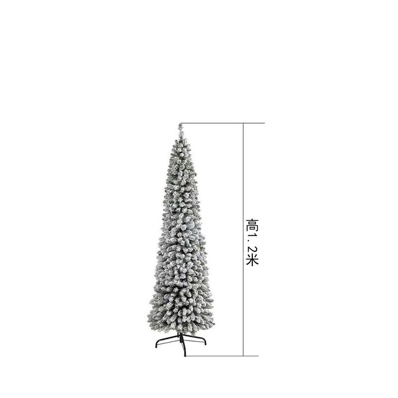 Nuevo árbol de Navidad de PVC puro transfronterizo flocado nieve verde cifrado DIY decoración mini árbol de lápiz fábrica mayorista