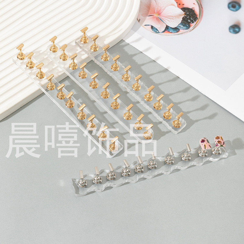 Wholesale Japanese minimalist nail art tow acrylic crystal metal finger rest student practice stand display holder nail rest