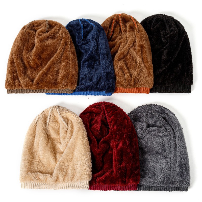 Men's plush woolen new winter style, thickened insulation, large head circumference, knitted hat, versatile for_voghion.com
