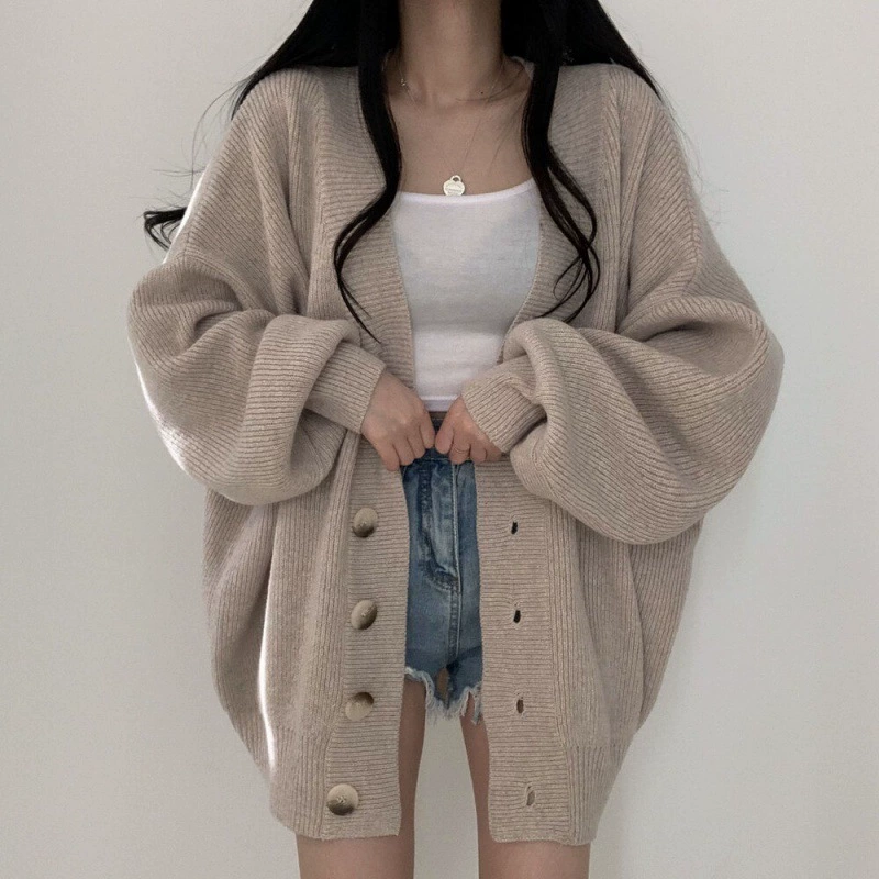 Демисезонная вязаная кофта для отдыха, свитер, V-образный вырез