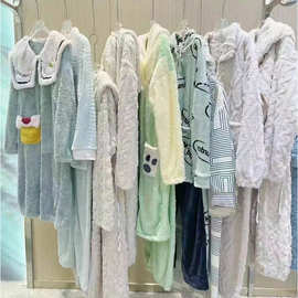 25冬爽壳加绒睡衣可爱卡通休闲法兰绒家居服套装石井尾货女装批发