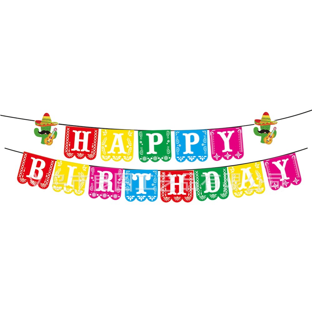 2024 Nuevo México tema cumpleaños fiesta decoración conjunto de tres piezas tirar bandera pastel insertar FIESTA Día de los muertos