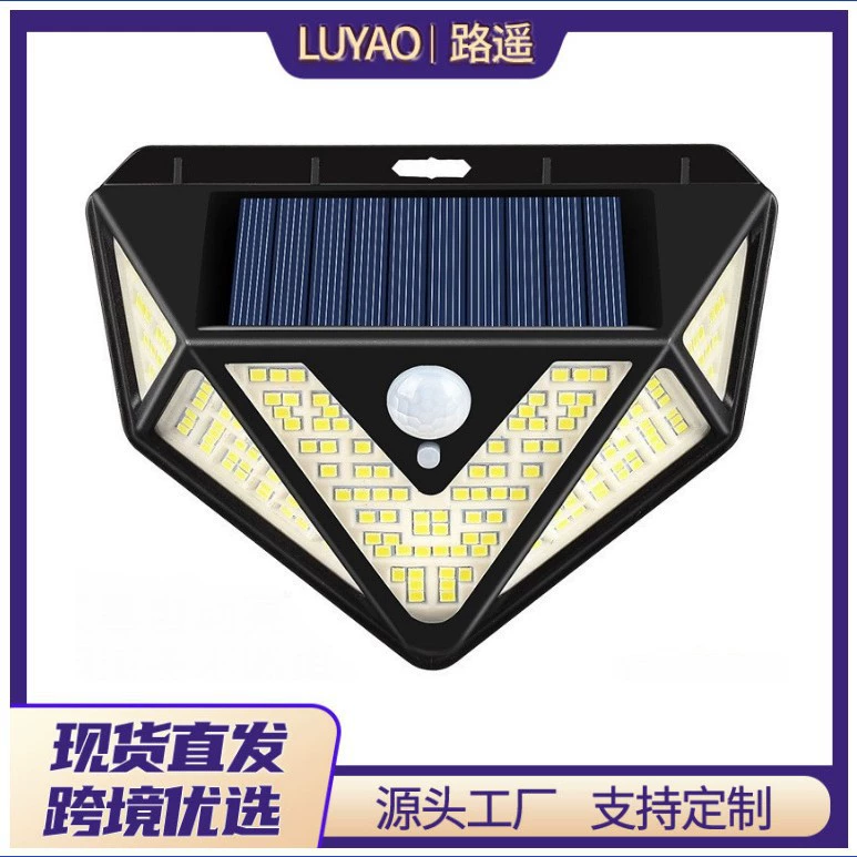 Трансграничный Солнечный 166LED перезаряжаемый настенный светильник, пятисторонний светоизлучающий индукционный светильник для человеческого тела, уличный водонепроницаемый садовый светильник, осветительная лампа