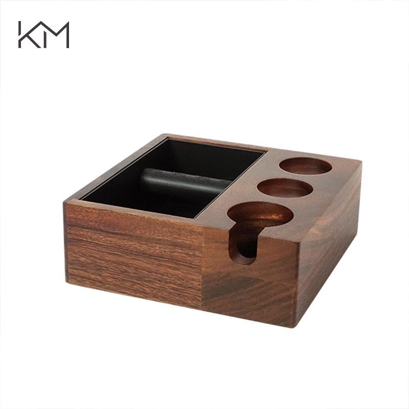 Cuatro en uno café knock caja de escoria máquina de café italiano mango soporte de almacenamiento caja de escoria nogal polvo prensado titular Cubo de escoria