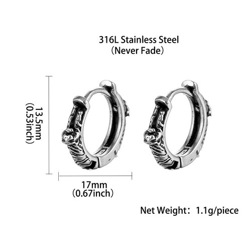 Wholesale Stud Earrings, New Arrival Titanium Steel Earrings—Cross-Border Vintage Style, Distressed Stainless Steel Men's Ear Clips, Unique & High-End Accessories