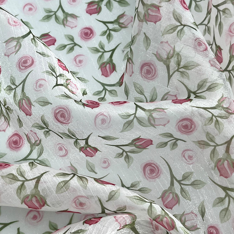 Nuevo todo el estilo de tela de impresión de rosas frescas, ropa de mujer, ropa infantil, primavera y verano, nueva tela impresa