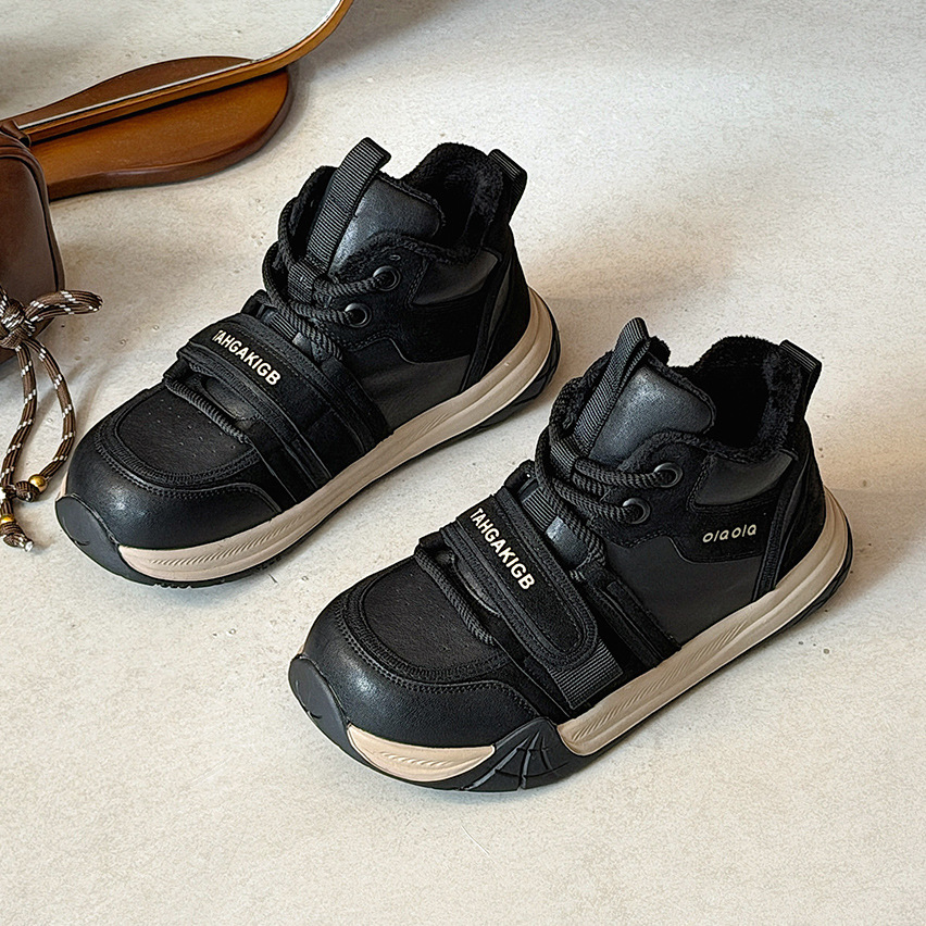 真皮绒里保暖发泡底阿甘鞋女冬百搭休闲运动跑步鞋女鞋61d5952-6