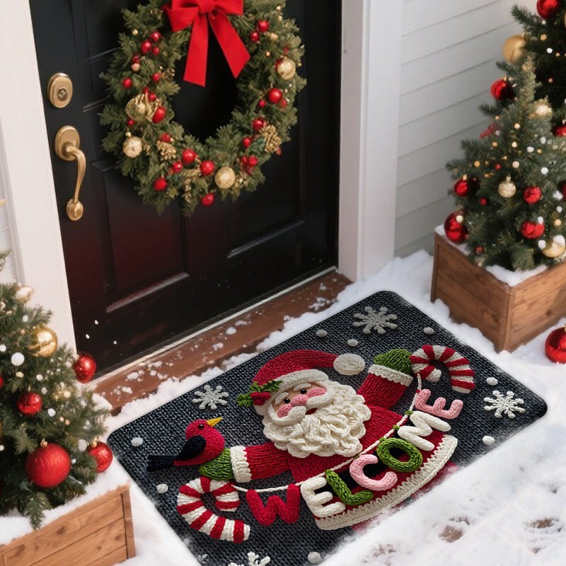 Cross-Border Temu Wool Series Christmas Entrance Door Mats Crystal Velvet Bedroom Bedside Decorative Floor Mats in Stock