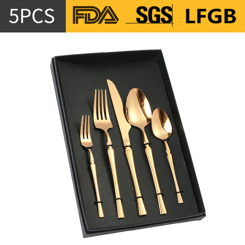 Venta al por mayor Amazon transfronterizo suministro de acero inoxidable traje de vajilla/5 cintura pequeña 5 piezas principales cuchillo, tenedor y cuchara caja de regalo traje