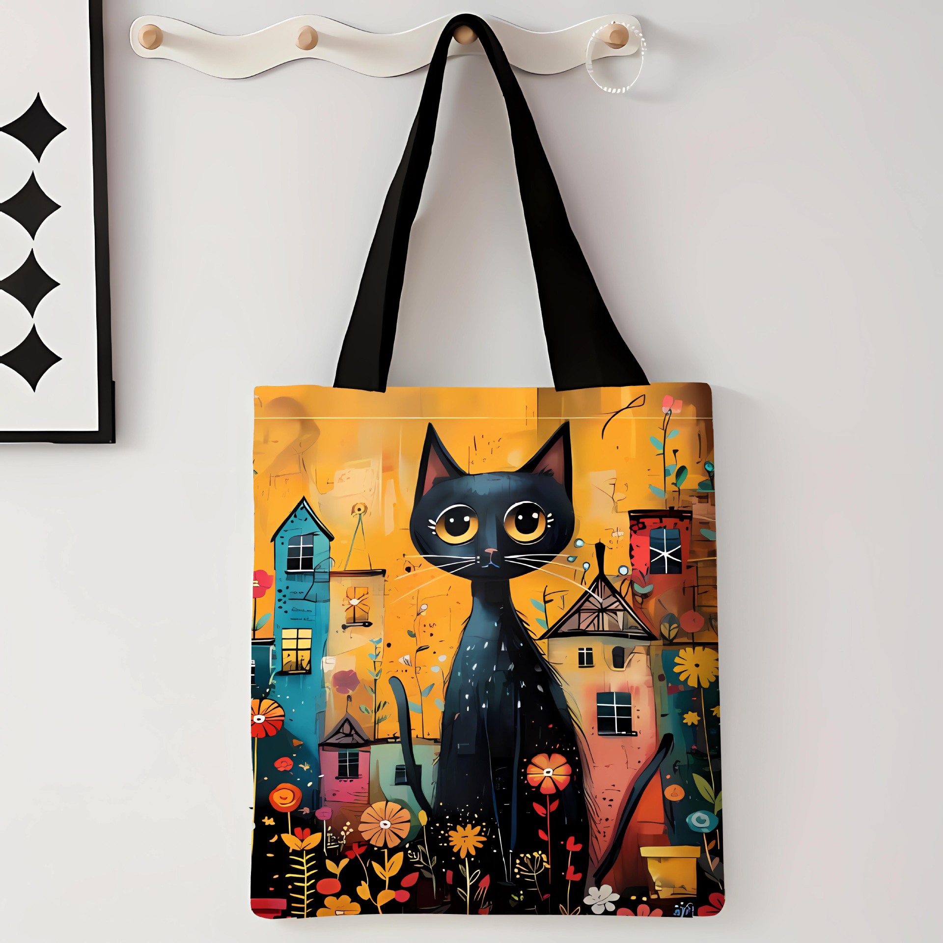 Explosiones transfronterizas adorables gatos bolsas de lona de impresión de gran capacidad para estudiantes de un solo hombro bolsas de lona al por mayor