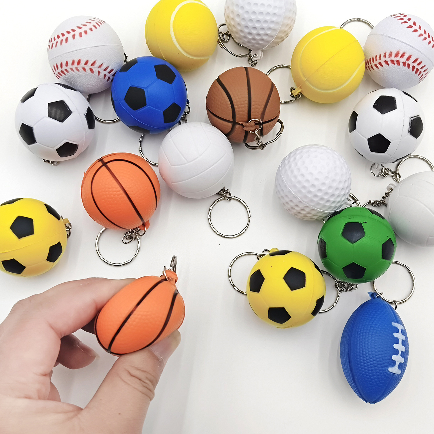 Pu Basketball Foam Sponge Ball Keychain Stress Relief Squeeze Ball Backpack Pendant Non-Toxic Squishy Toy