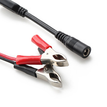 厂家定制DC5525母头对鳄鱼夹连接线过5A红黑并线 电池组充电线