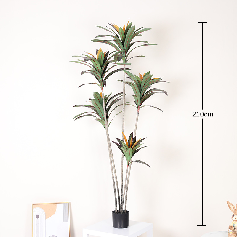 Simulación de plantas verdes Sensación avanzada Simulación de borde rojo Hierro Árbol falso Planta en maceta Sala de estar Interior Decoración Decoración Paisaje de plantas biónicas