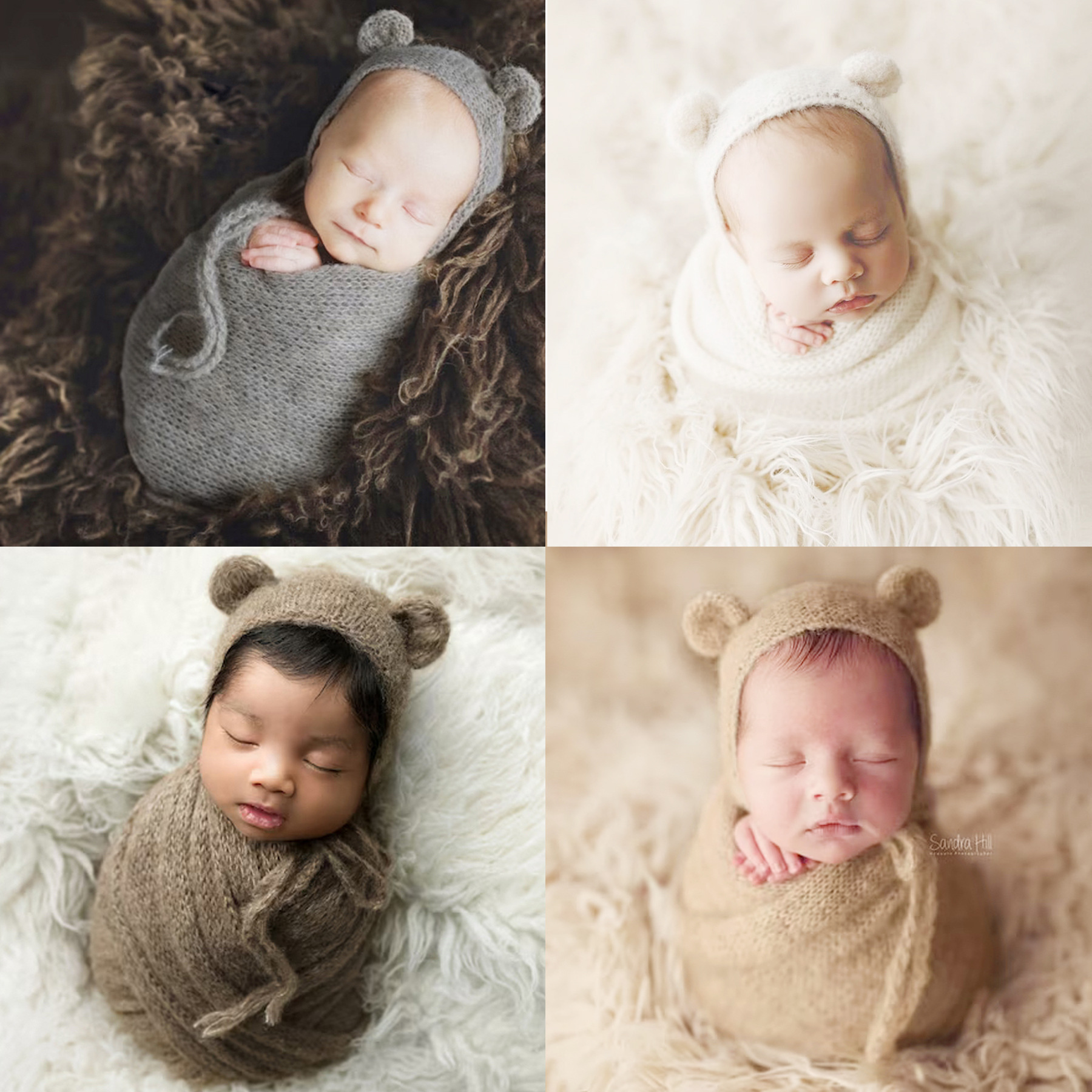 Newborn mohair wrap cloth suit knitted wrap cloth bear shape suit photography props clothing