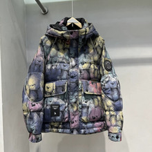 冬季新款羽绒服男款反光条熊猫连帽印花保暖白鸭绒外套潮牌百搭