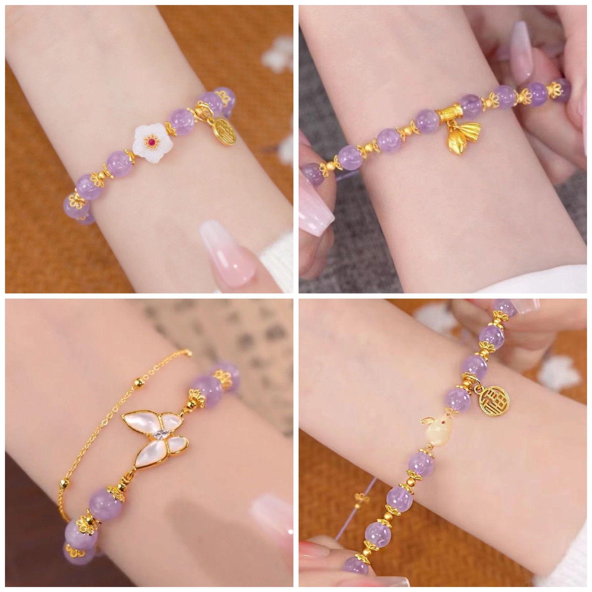 新款紫水晶蝴蝶手鍊ins小眾設計甜美輕奢簡約百搭高級感生日禮物