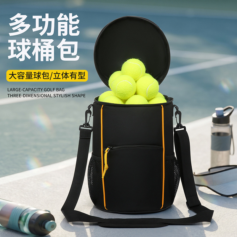 New Tennis Bucket Bag, Thickened Tennis Storage Bag, Multi-Functional, Water-Repellent, Large-Capacity Cross-Body Portable Ball Bucket Bag