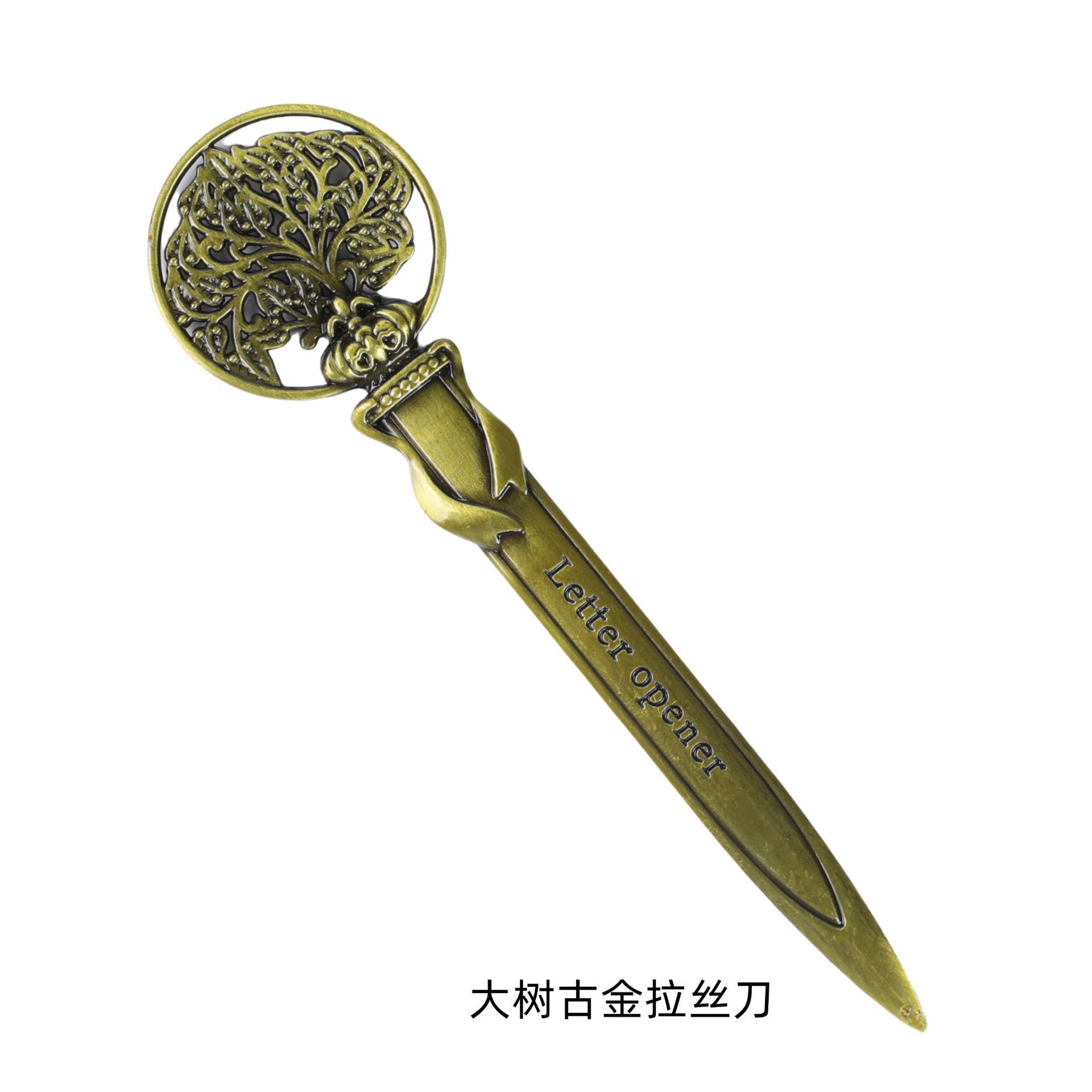 Cuchillo de apertura de cartas de metal sobre retro europeo y americano cuchillo de apertura de cartas de aleación de zinc cuchillo de apertura de documentos expresos fabricantes en stock