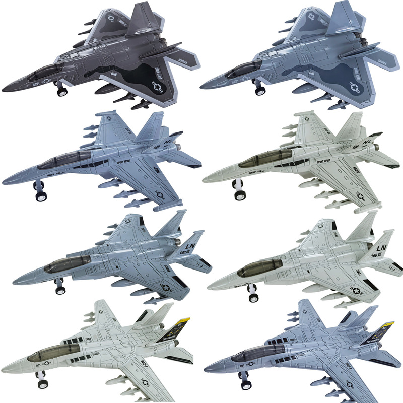 Merlot alloy aircraft model F14 F15 F18 F22 fighter aircraft pull-back acousto-optic toy simulation aircraft model
